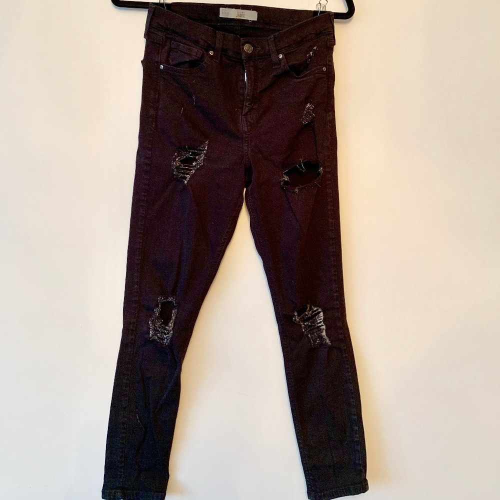 Top Shop Black Ripped High-Waisted Skinny Jeans